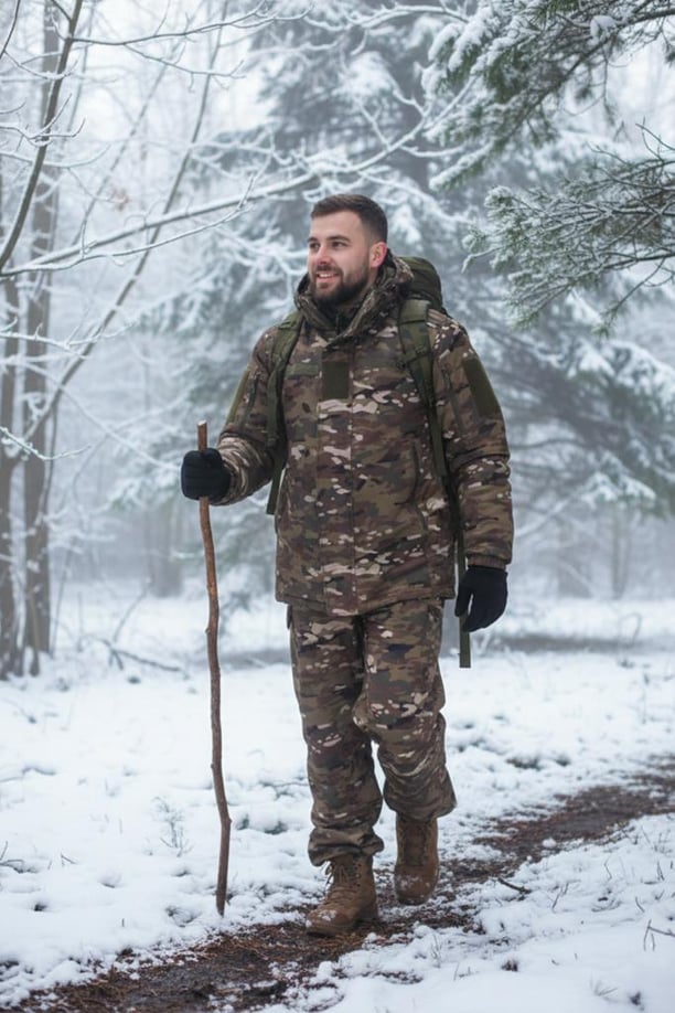 Single Sword Su Geçirmez Kışlık Softshell Mont&Pantolon Salopet Takım (MULTİCAM-L)