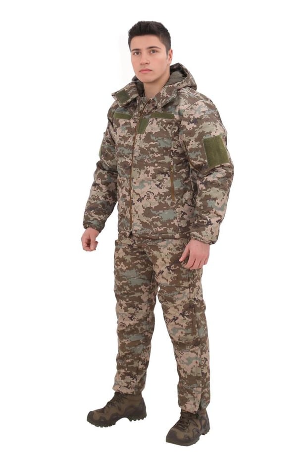 Single Sword Su Geçirmez Kışlık Softshell Mont&Pantolon Salopet Takım (PİKSEL-2XL)