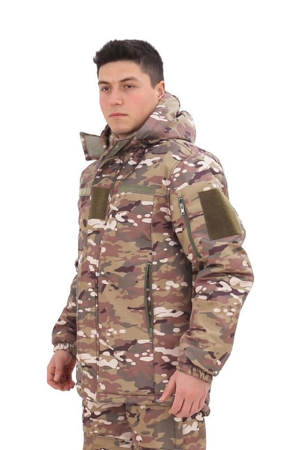Single Sword Su ve Rüzgâr Geçirmez Softshell Erkek Kışlık Parka (Kapüşonlu) (MULTİCAM-S)