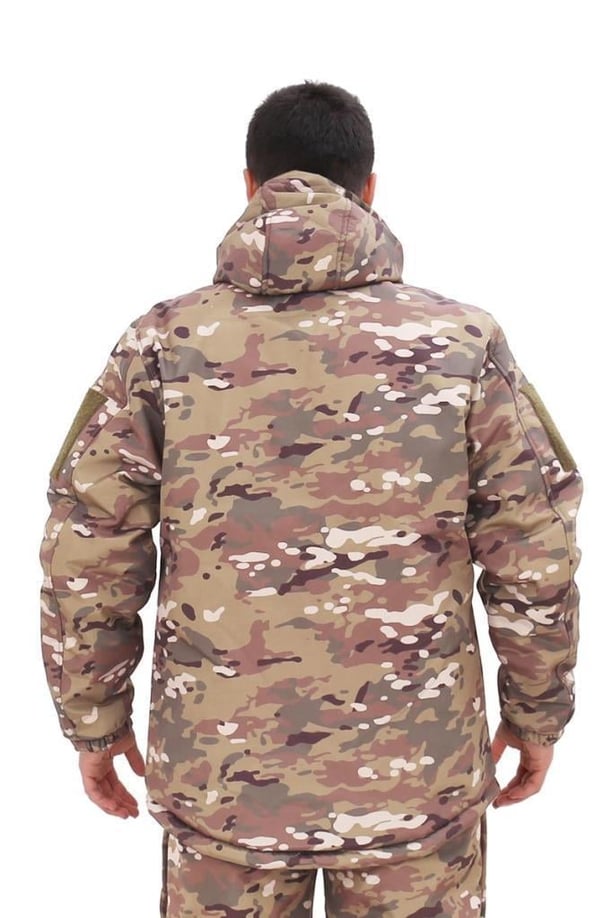 Single Sword Su ve Rüzgâr Geçirmez Softshell Erkek Kışlık Parka (Kapüşonlu) (MULTİCAM-S)