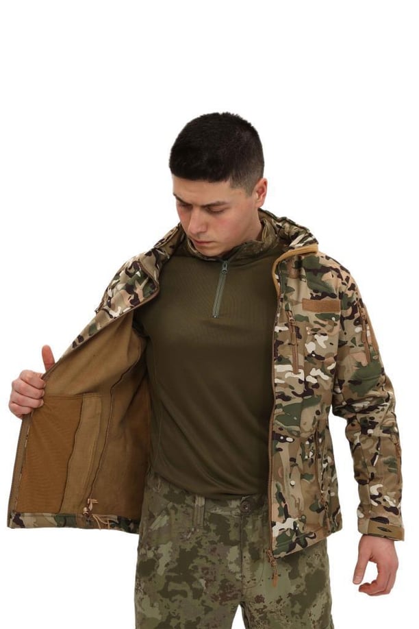 Single Sword Su ve Rüzgar Geçirmez Tactical Softshell Mont (MULTİCAM-S)