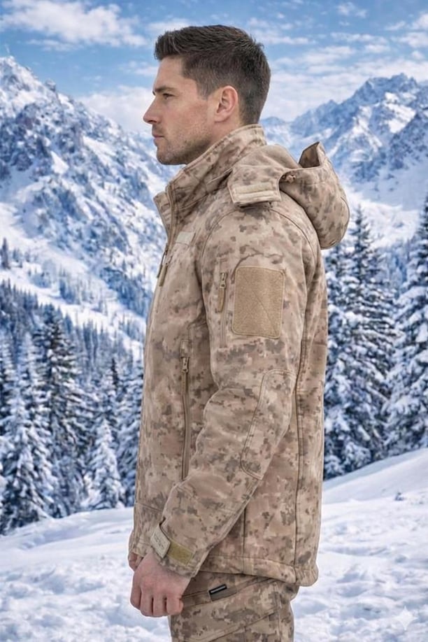 Single Sword Su&Rüzgâr Geçirmez Kapüşonlu Softshell Kışlık Erkek Mont (JAN-2XL)