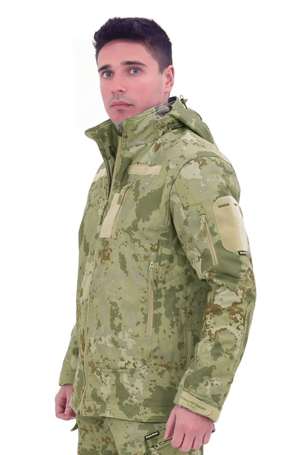 Single Sword Su&Rüzgâr Geçirmez Kapüşonlu Softshell Kışlık Erkek Mont (TSK-2XL)
