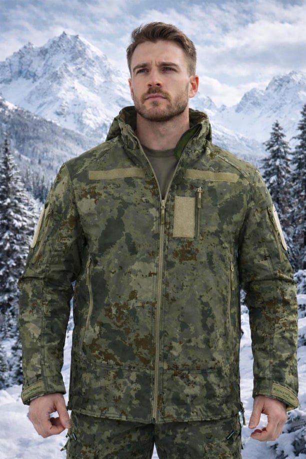 Single Sword Su&Rüzgâr Geçirmez Kapüşonlu Softshell Kışlık Erkek Mont (TSK-2XL)