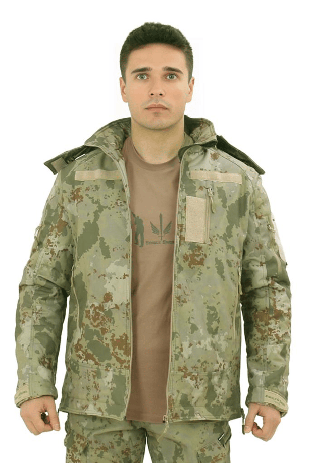 Single Sword Su&Rüzgâr Geçirmez Kapüşonlu Softshell Kışlık Erkek Mont (TSK-3XL)