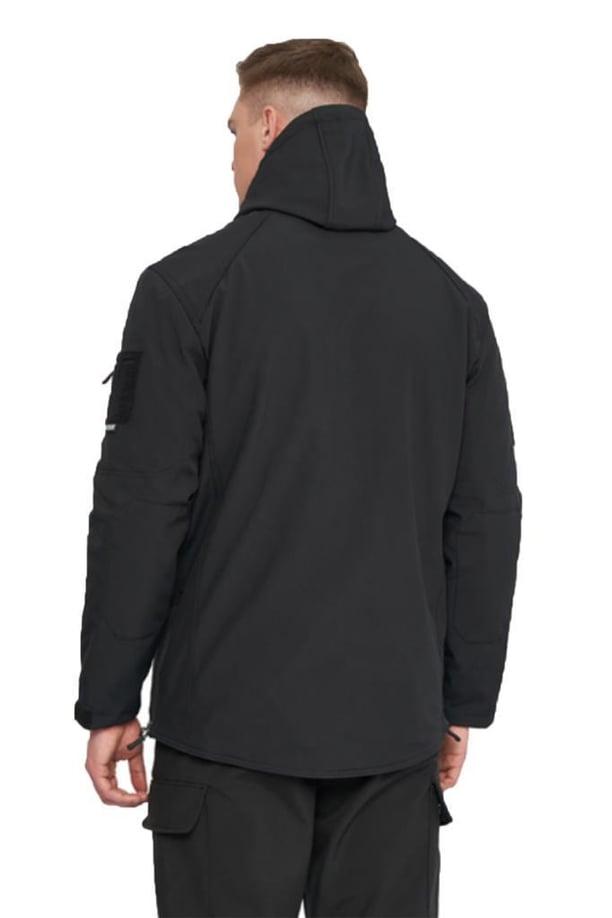 Single Sword Su&Rüzgar Geçirmez Outdoor Softshell Kışlık Erkek Mont (Kapüşonlu) (SİYAH-3XL)