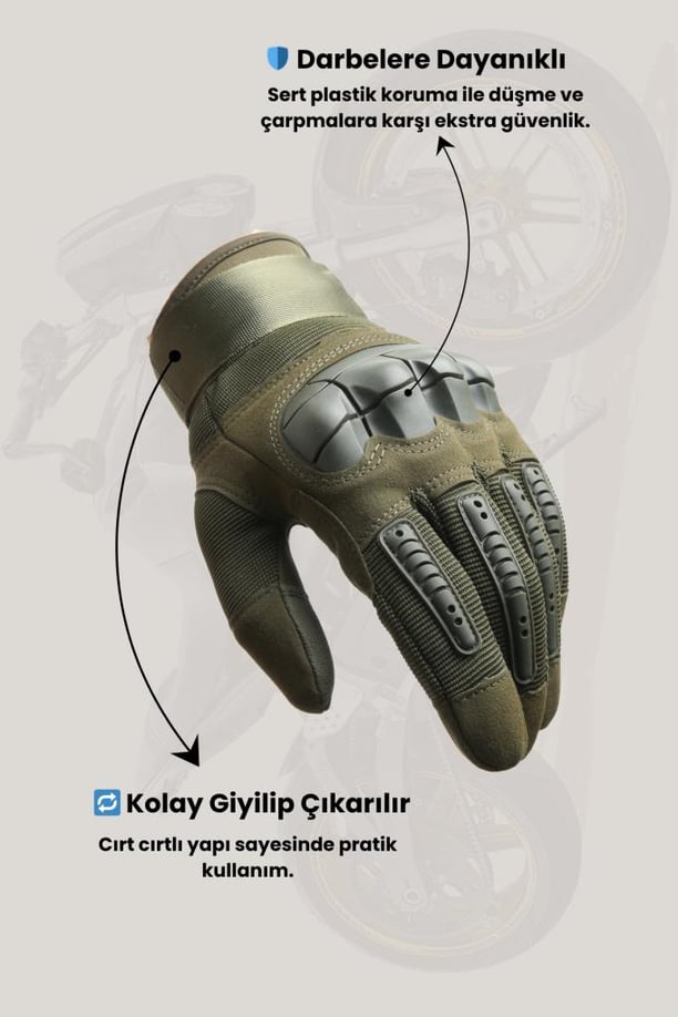 Single Sword Tam Parmak Dokunmatik Özellikli Destekli Taktik ve Motosiklet, Bisiklet Eldiveni (HAKİ-XL)