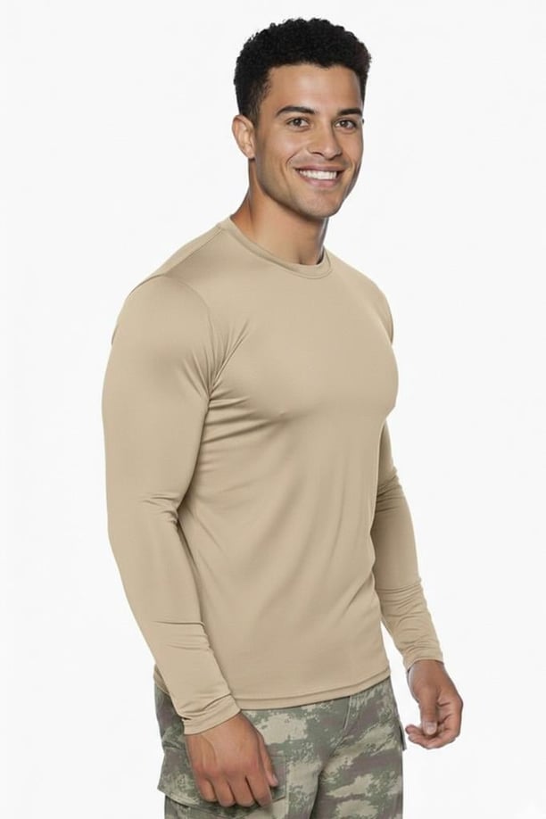 Single Sword Uzun Kol Microfiber T-Shirt - Tişört (BEJ-M)