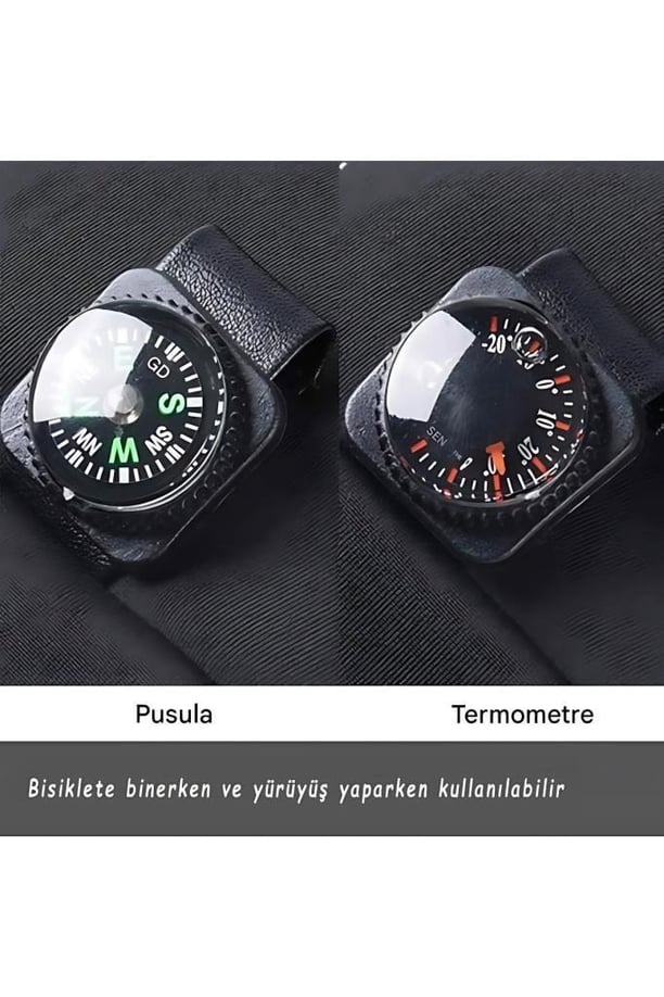 Single Sword Uzun Parmaklı Dokunmatik Parmak Özellikli   Pusula ve Termometreli Eldiven (SİYAH-M)