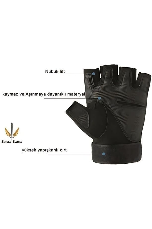 Single Sword Yarım Parmak Taktik Eldiven Bisiklet Motosiklet Outdoor Eldiven (SİYAH-2XL)