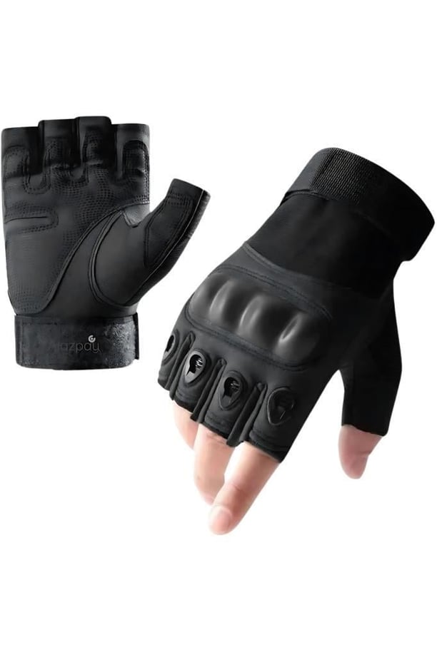 Single Sword Yarım Parmak Taktik Eldiven Bisiklet Motosiklet Outdoor Eldiven (SİYAH-XL)