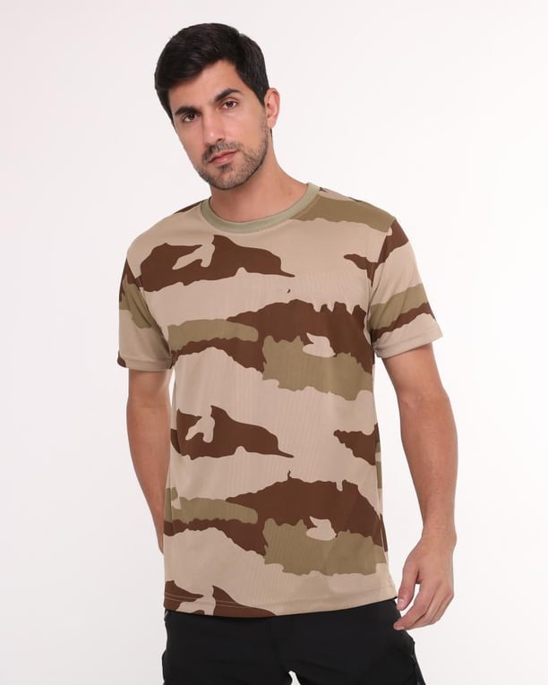 Sword Bisiklet Yaka Kısa Kollu Kamuflaj Erkek T-Shirt Single (Ç.KAMUFLAJ-L)