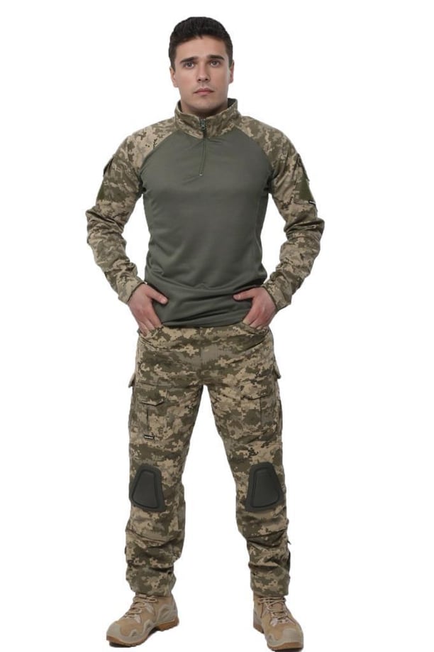 Sword Dirsek Detaylı Polo Yaka Kadın&Erkek Combat T-shirt Single (PİKSEL-S)