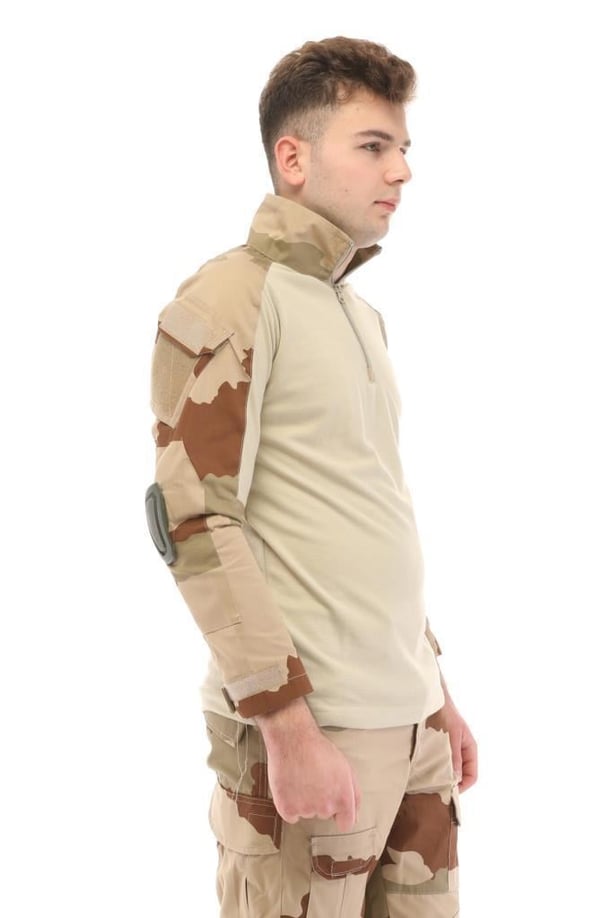 Sword Dirsek Detaylı Polo Yaka Kadın&Erkek Combat T-shirt Single (Ç.KAMUFLAJ-L)