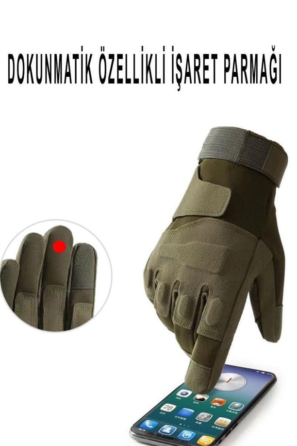 Taktik Tam Parmak Dokunmatik Eldiven-Motosiklet-Bisiklet-Spor-Outdoor-Eldiven (HAKİ-XL)