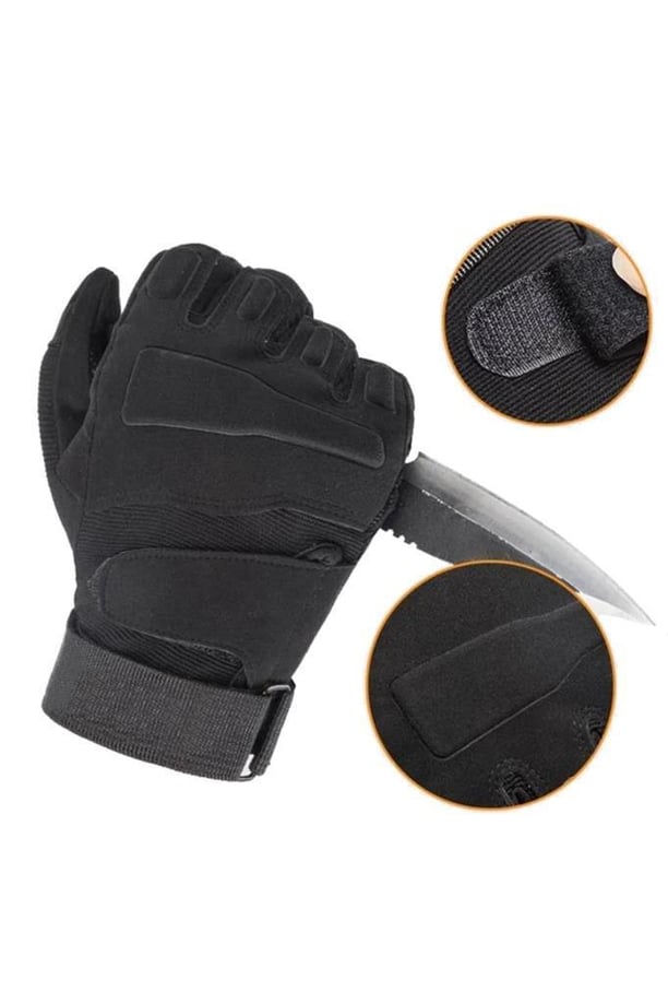 Taktik Tam Parmak Dokunmatik Eldiven-Motosiklet-Bisiklet-Spor-Outdoor-Eldiven (SİYAH-XL)