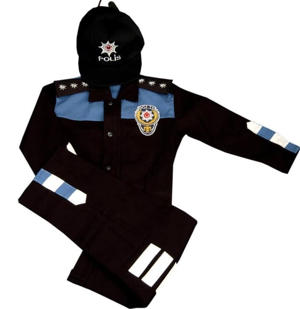 Unisex Çocuk Polis Kıyafeti (Şapka, Gömlek, Pantolon Takımı) (14-TOPLUM POLİSİ)