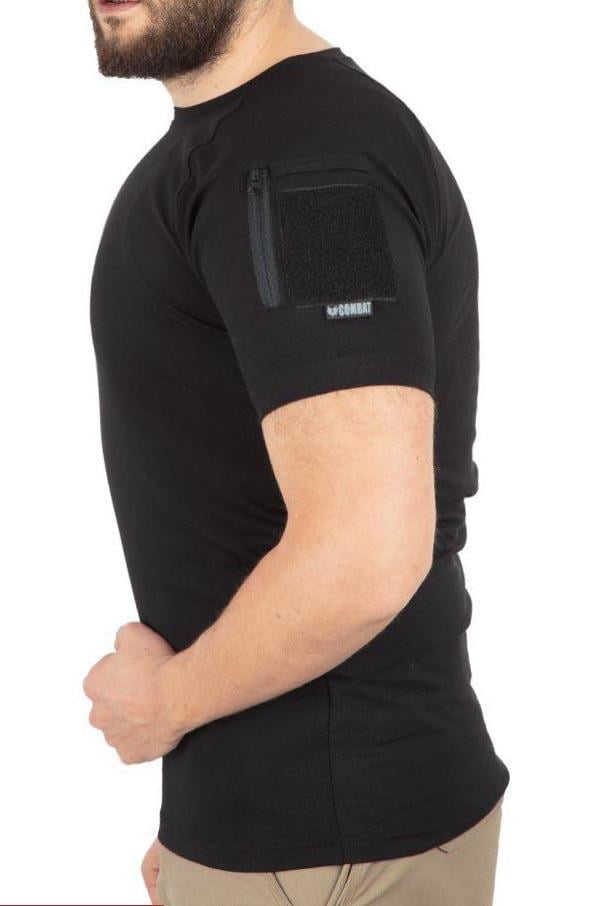 Yaka Kısa Kol Basic Combat T-Shirt Bisiklet (SİYAH-L)