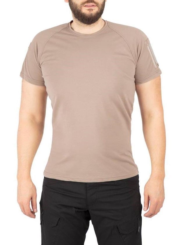 Yaka Kısa Kol Basic Combat T-Shirt Bisiklet (BEJ-3XL)