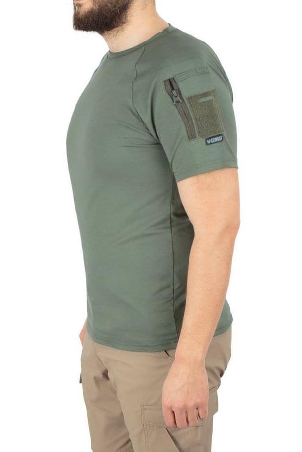 Yaka Kısa Kol Basic Combat T-Shirt Bisiklet (HAKİ-3XL)