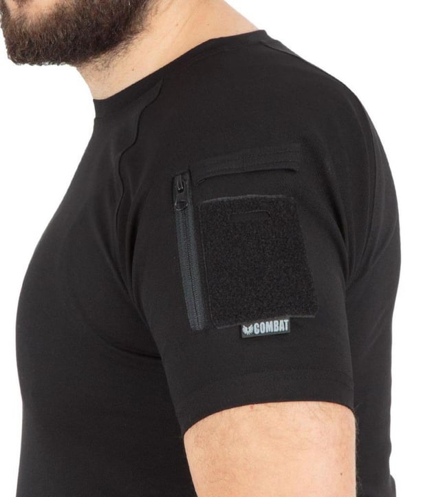 Yaka Kısa Kol Basic Combat T-Shirt Bisiklet (SİYAH-L)