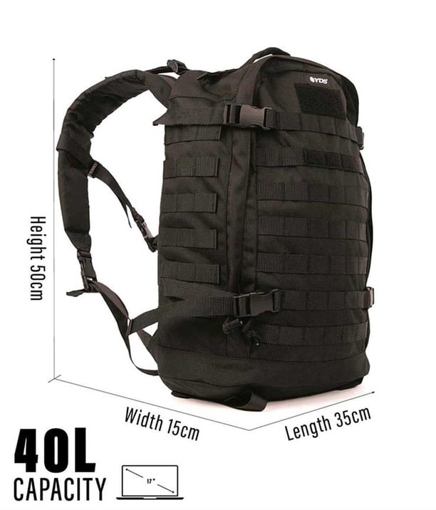 YDS TACTICAL OUTDOOR SIRT ÇANTASI (40L) -SİYAH