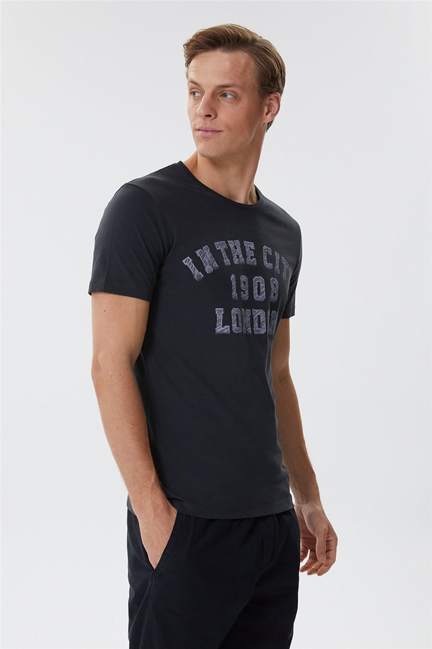 Allen Erkek O Yaka T-Shirt Antrasit