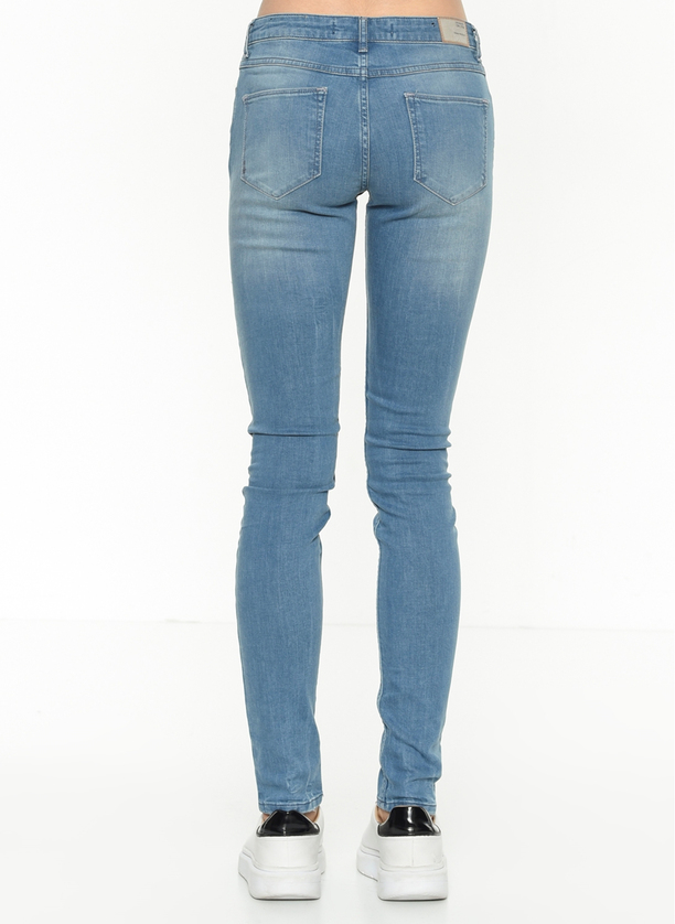 Amy Orta Bel Dar Kesim Çok Dar Paça Mavi Kadın Jean Pantolon