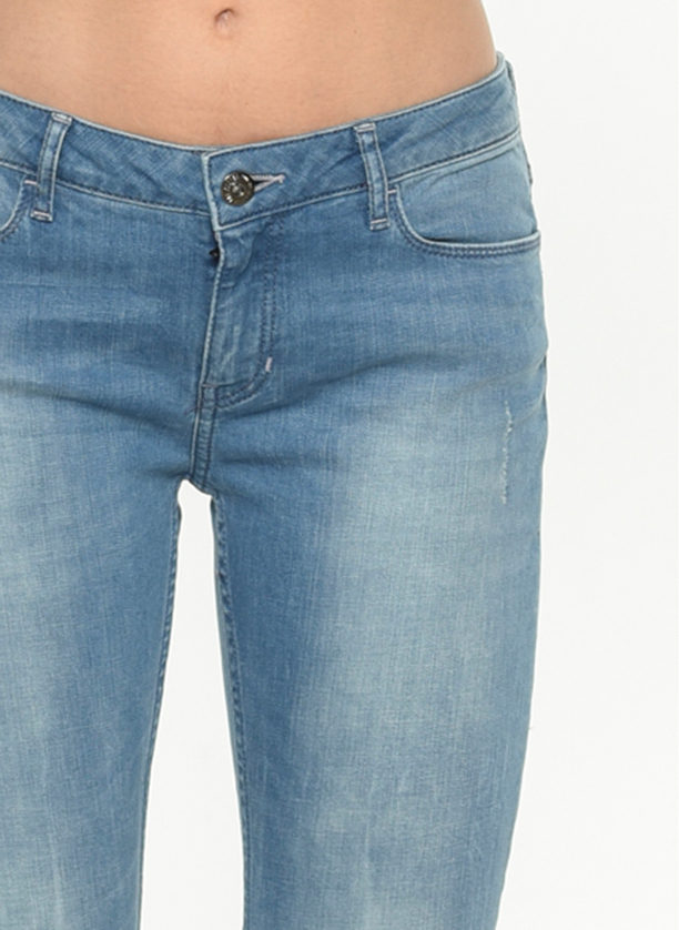 Amy Orta Bel Dar Kesim Çok Dar Paça Mavi Kadın Jean Pantolon