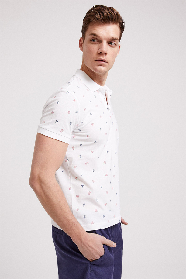 ANCHORS ERKEK BASKILI PİKE POLO YAKA T-SHIRT