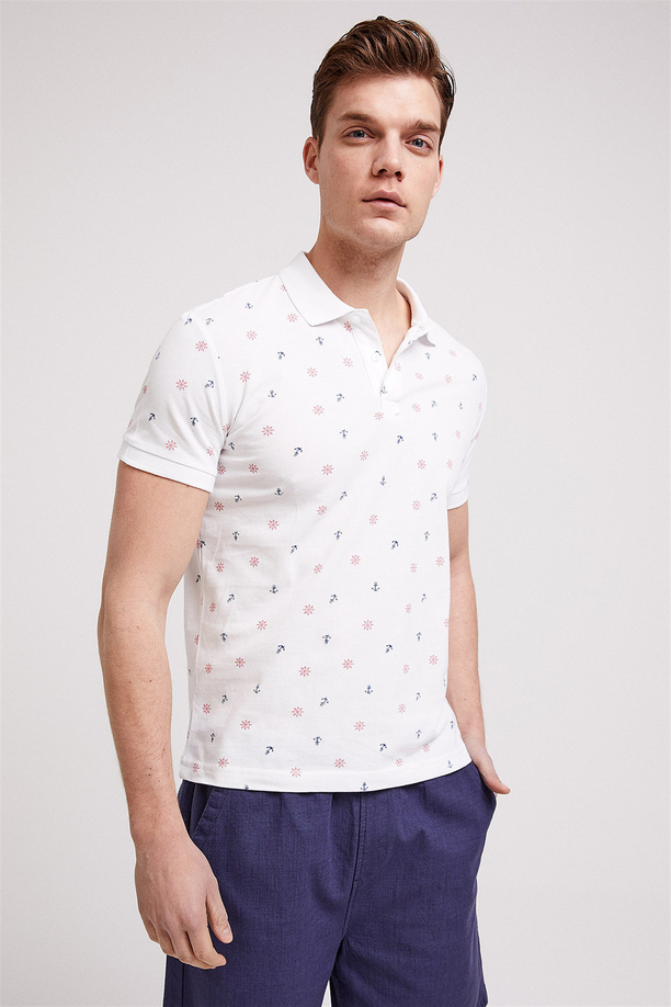 ANCHORS ERKEK BASKILI PİKE POLO YAKA T-SHIRT