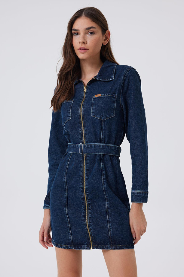 Bella  Kadın Jean Elbise Rosada Blue Mıd