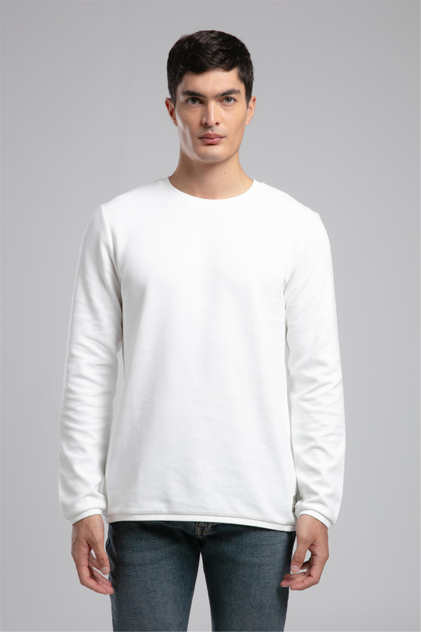Ben Erkek O Yaka Sweatshirt Ekru