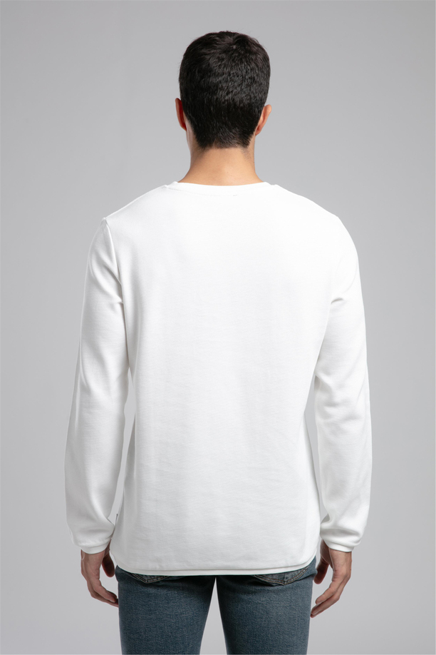 Ben Erkek O Yaka Sweatshirt Ekru