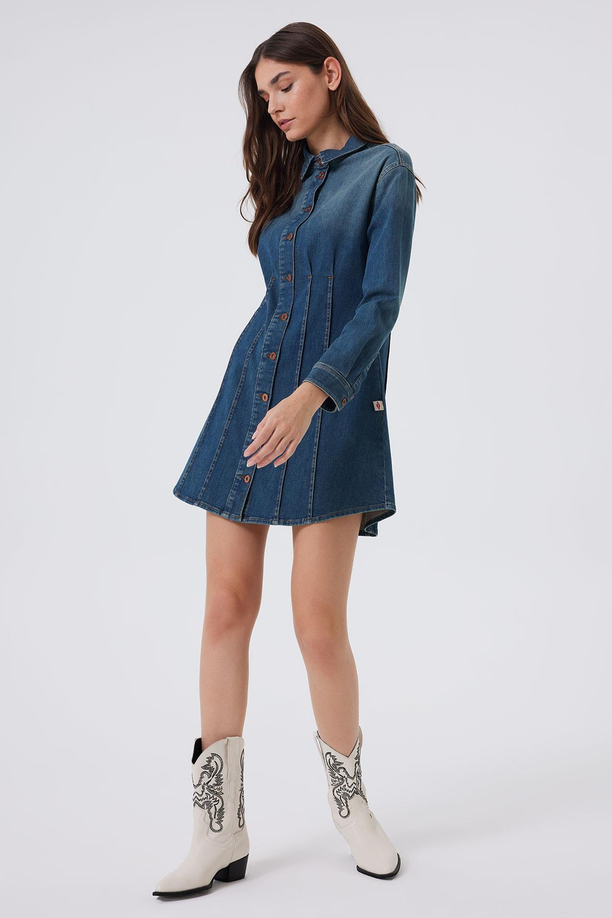 Brandy Kadın Jean Elbise Huelva Deep Blue