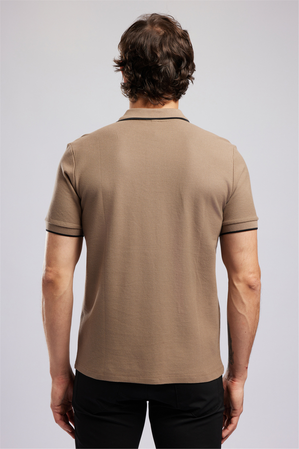BRAT Erkek Regular Fit Basic Polo Yaka T-Shirt Kahverengi
