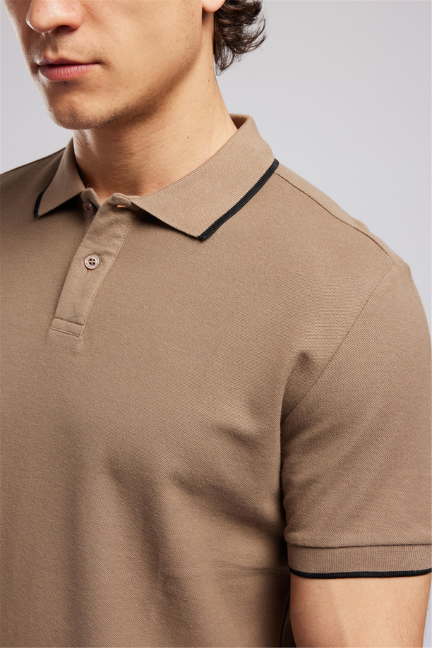 BRAT Erkek Regular Fit Basic Polo Yaka T-Shirt Kahverengi
