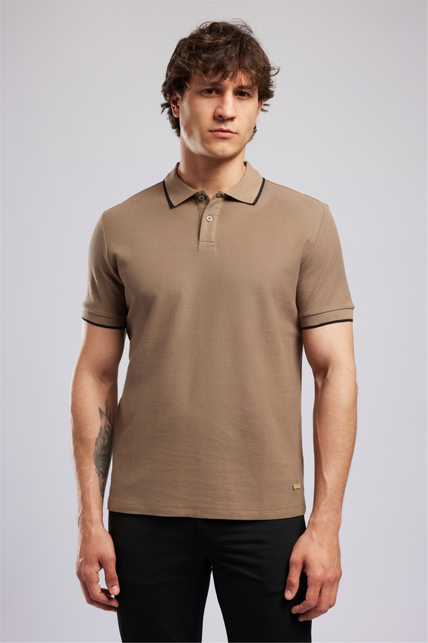 BRAT Erkek Regular Fit Basic Polo Yaka T-Shirt Kahverengi
