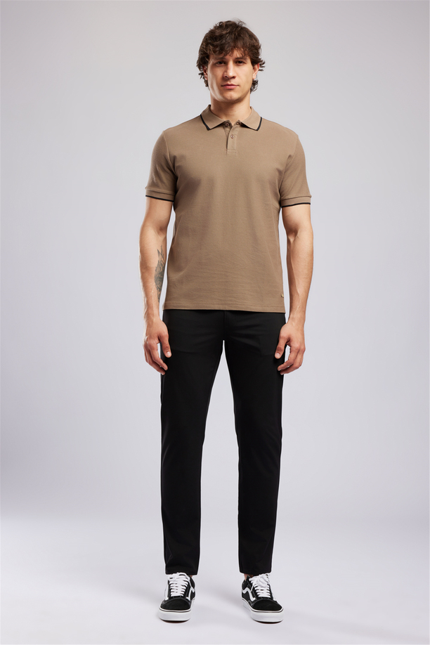 BRAT Erkek Regular Fit Basic Polo Yaka T-Shirt Kahverengi