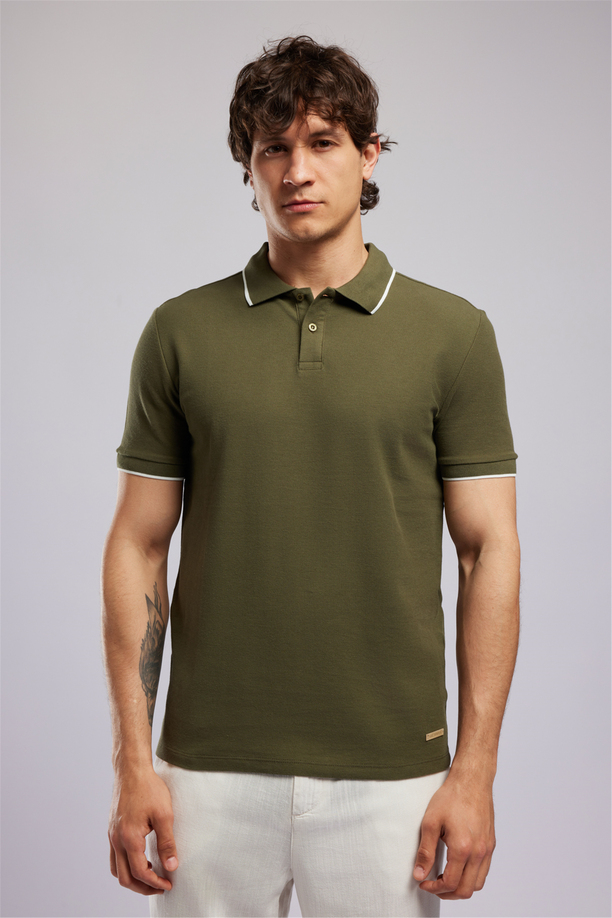 BRAT Erkek Regular Fit Basic Polo Yaka T-Shirt Yeşil