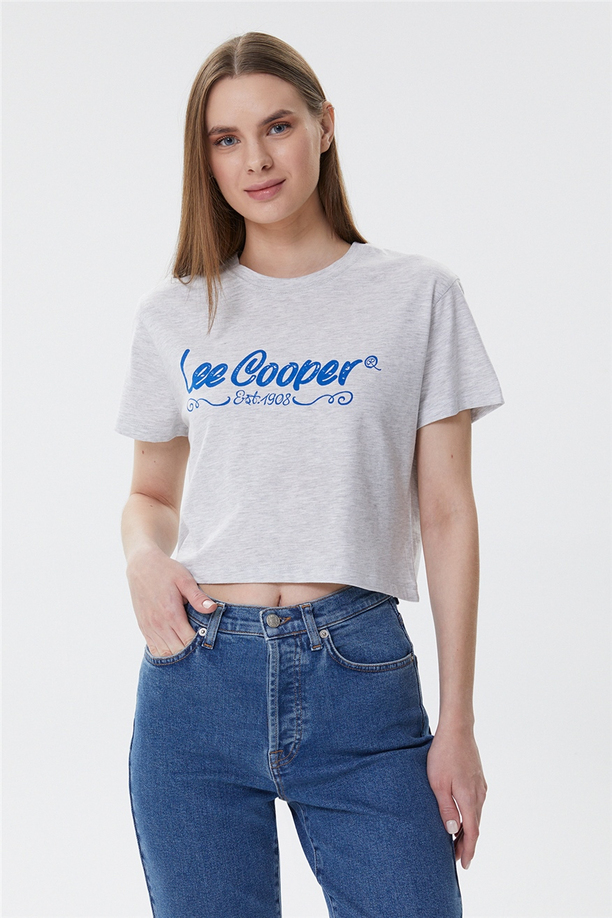 Britney Kadın O Yaka T-Shirt Gri Melanj