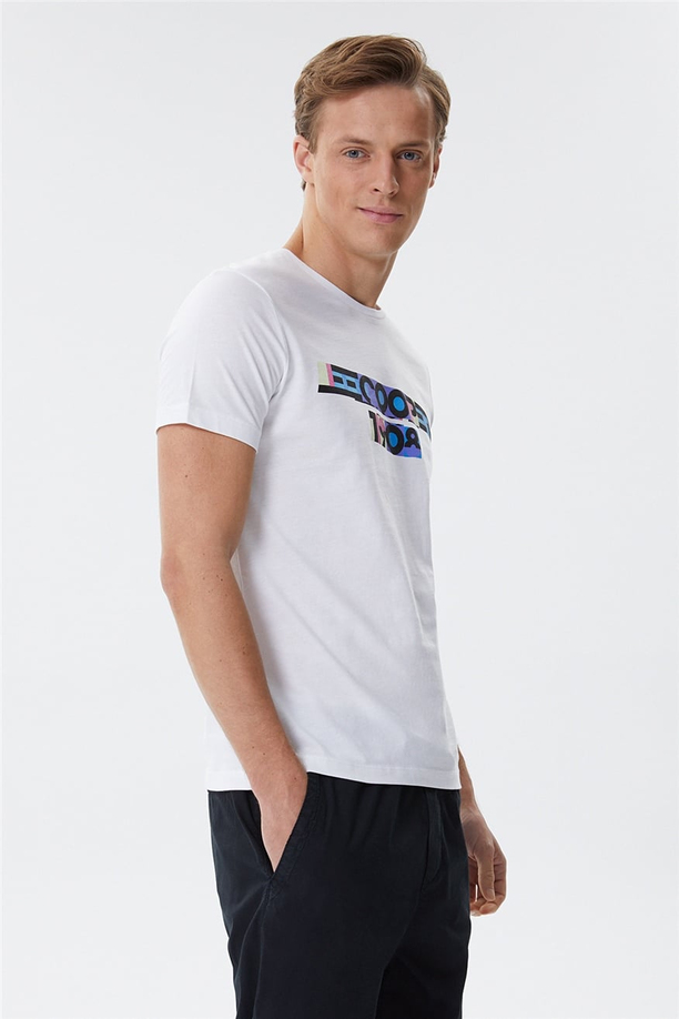 Burns Erkek O Yaka T-Shirt Beyaz