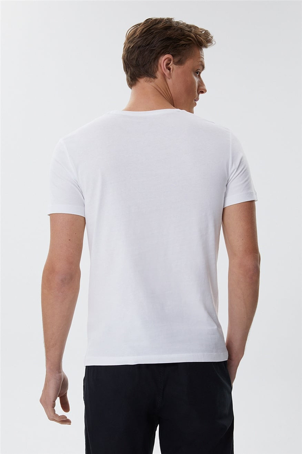 Burns Erkek O Yaka T-Shirt Beyaz