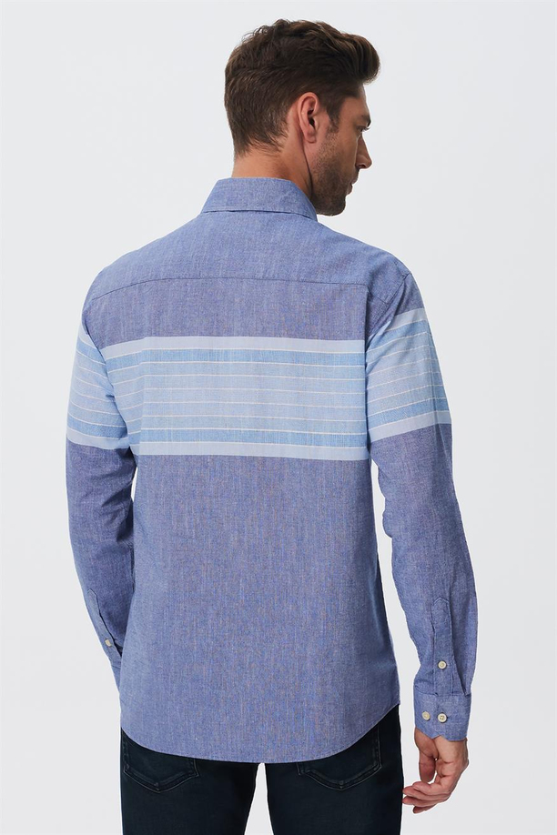 Carlo Erkek Dokuma Gömlek Mavi-Beyaz