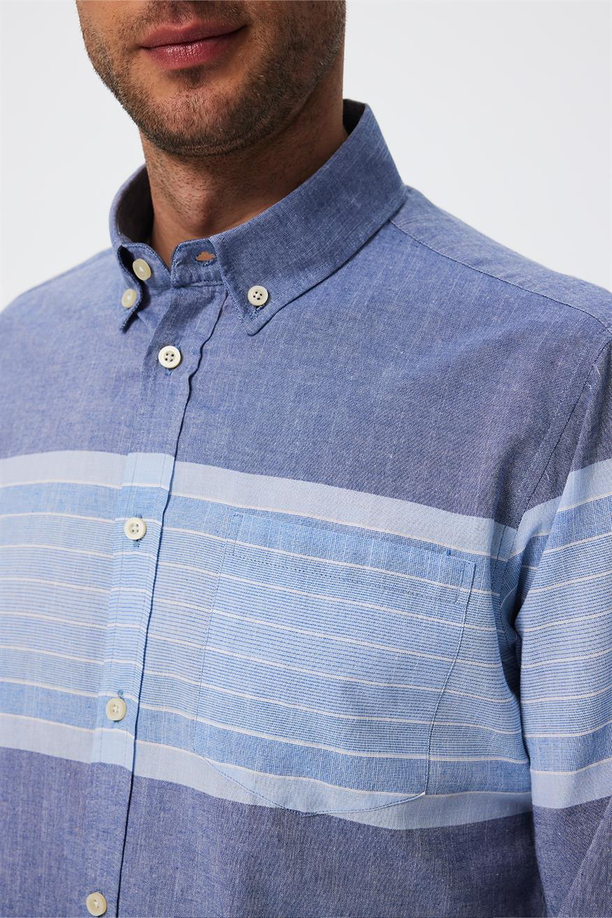 Carlo Erkek Dokuma Gömlek Mavi-Beyaz