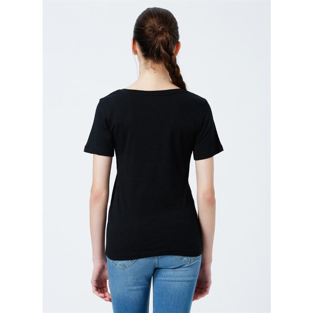 Carole Kadın V Yaka T-Shirt Siyah