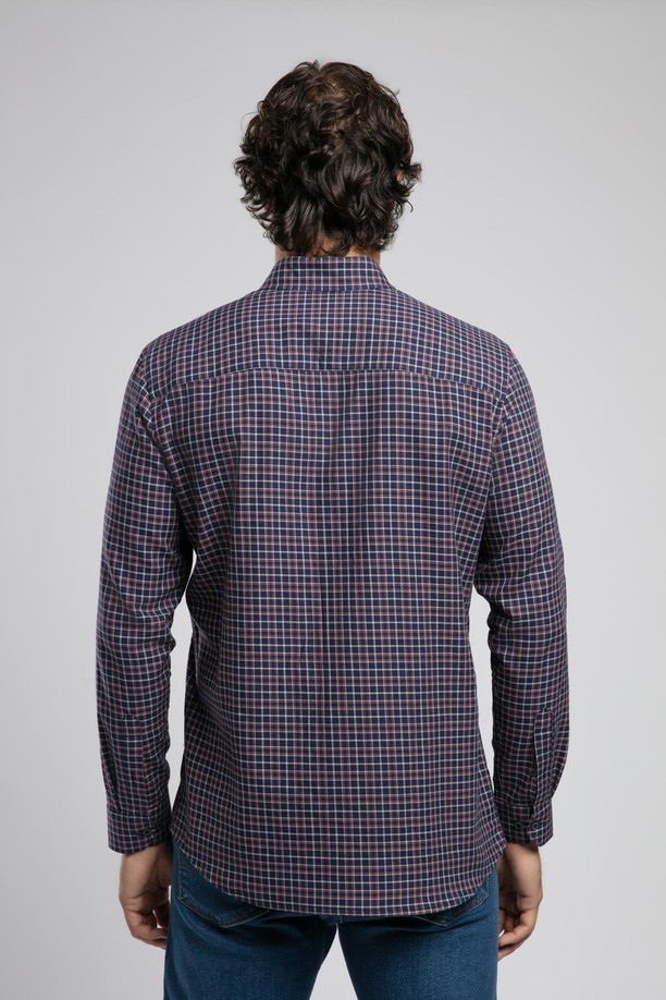 Chad Erkek Dokuma Gömlek Lacivert Kareli