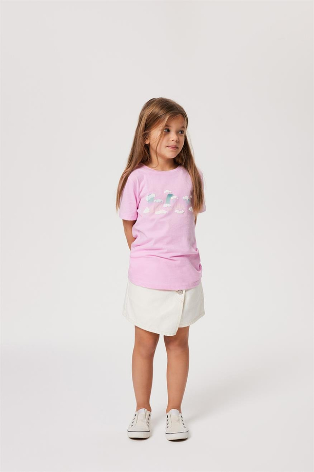 Cloudy Kız Çocuk O Yaka T-Shırt Pembe