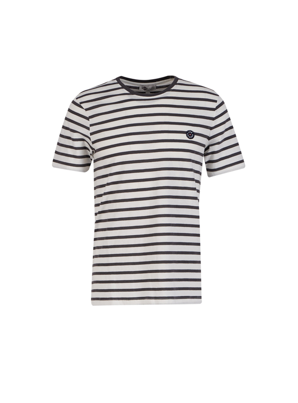 Davies Erkek Bisiklet Yaka T-Shirt Off White Çizgili