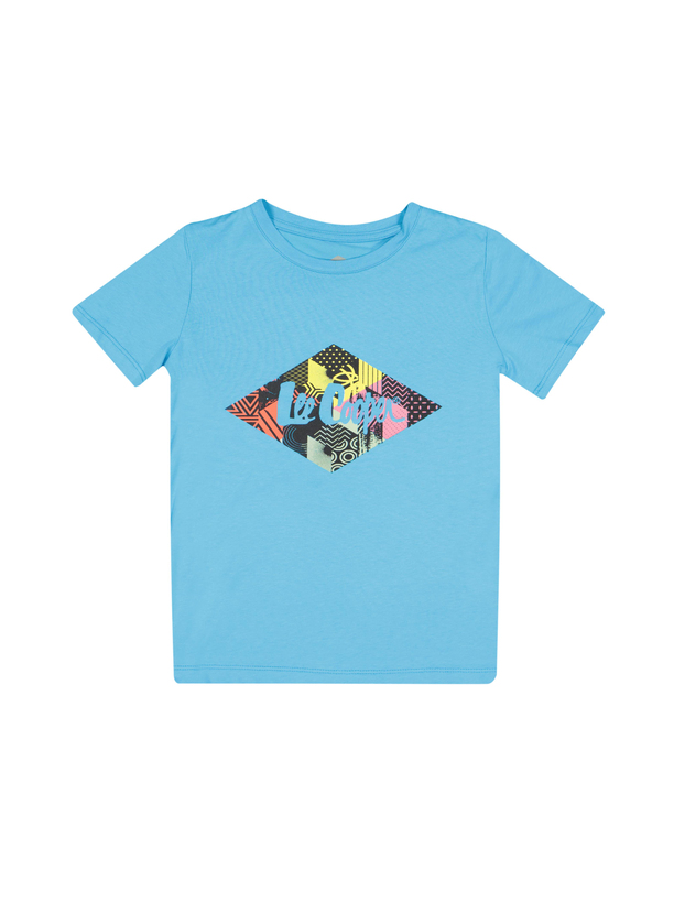 Diamond Logo Erkek Çocuk Bisiklet Yaka T-Shirt Turkuaz